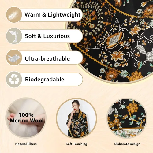 Miniatura 198 de DANA XU Manta de pashmina extragrande 100% de lana merina, bufanda de viaje, bufanda de cachemira para mujer, otoño e invierno, chal de gran