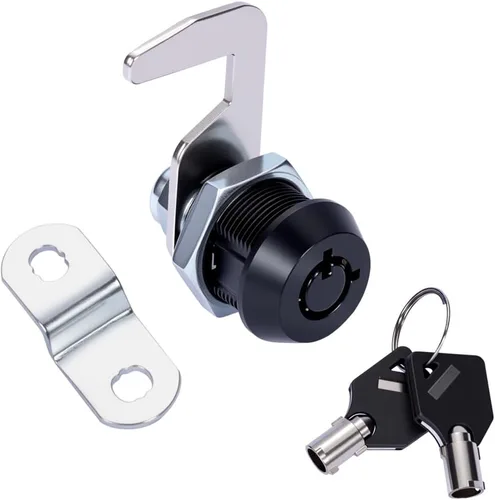 WOOCH - Cerradura de caja de herramientas tubular de leva de reemplazo con gancho y llave por igual (5/8 pulgadas, negro, paquete de 1)