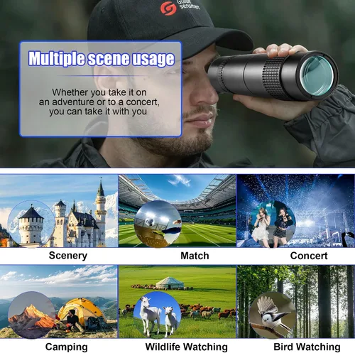 Miniatura 7 de Telescopio militar 10-300x40 – Monoculares para adultos de alta potencia, telescopio monocular compacto para caza, observación de estrellas