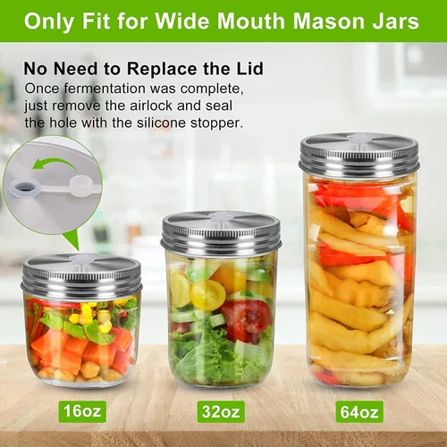 Miniatura 4 de Samshow Kit de fermentación: 4 pesos de fermentación de vidrio, 4 tapas de fermentación, 4 esclusas de aire, 4 anillos de silicona, 5 ojales