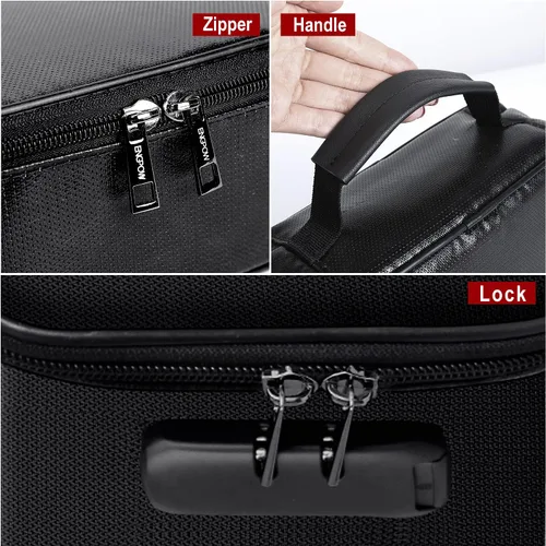 Miniatura 8 de ENGPOW Pequeño estuche organizador de almacenamiento ignífugo con cerradura (9"x 5.3"x 3.7"), bolsa billetera organizadora de monedas caja fuerte