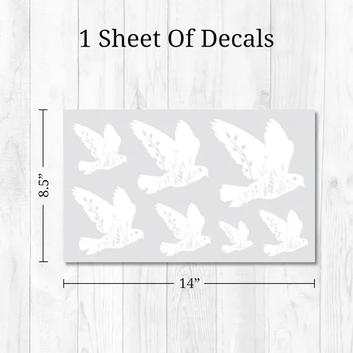 Miniatura 4 de Calcomanías de espejo de pájaro floral blanco – Calcomanías de vinilo elegantes y versátiles para espejos, paredes, puertas, ventanas, fáciles