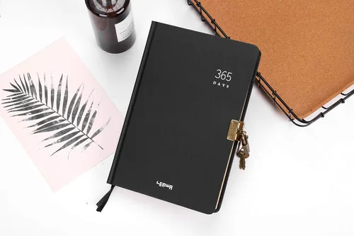 Miniatura 6 de Ibluelover Cuadernos ejecutivos de tapa dura A5 con cerradura y llave secreta, 365 días, cuaderno de bocetos, dibujo de garabatos, papel marrón