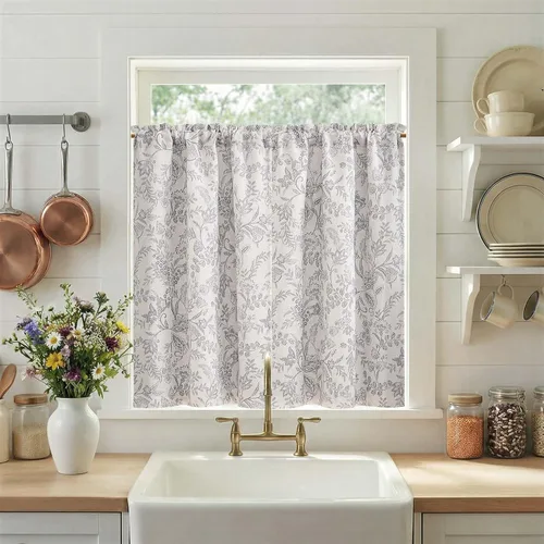 Miniatura 22 de Jinchan - Cortinas opacas del 95% para cocina estilo boho, cortinas de 24 pulgadas para cafetería, cortinas pequeñas estilo bohemio para dormitorio