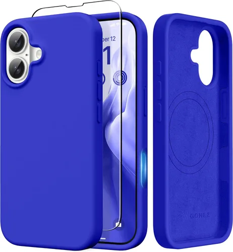 Miniatura 180 de GONEZ Funda de silicona para iPhone 14 Pro Max, compatible con MagSafe, con protector de pantalla + protector de lente de cámara, silicona líquida a