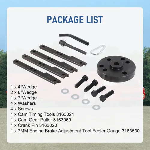 Miniatura 5 de Kit de herramientas de sincronización de leva 3163021 y 3163530 freno de motor 0.276 in herramienta de ajuste para Cummins ISX QSX Motor Heavy Duty