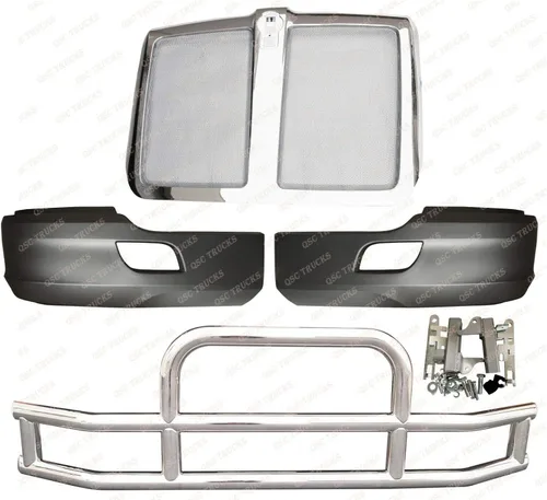 Par de esquinas de parachoques + protector de ciervo de acero inoxidable + rejilla para Kenworth T680