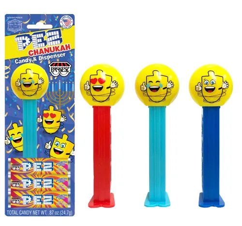 Only Kosher Candy Pez Chanukah Collecters Edition Set Hanukkah Dreidel Blister Packs surtidos dispensadores de dulces, sin nueces y sin gluten, 0.87