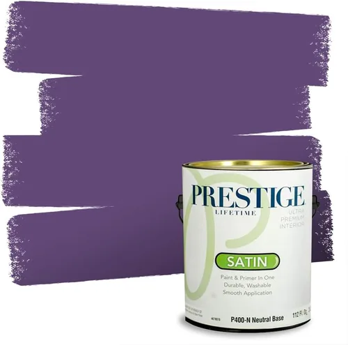 Miniatura 131 de PRESTIGE Pinturas de pintura interior e imprimación en uno, 1 galón, plano, combinación comparable de Sherwin Williams* Kimono Violet*