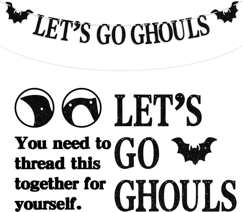 Miniatura 6 de Cartel Let's Go Ghoul, accesorios para fotos de fiesta de noche de Halloween, temática de fantasmas de terror, suministros de decoración de fiesta