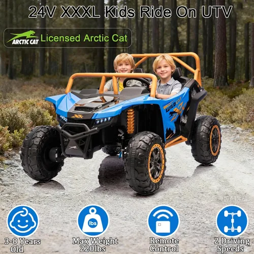 Miniatura 3 de 2026 XXXL 24V 4WD 2 plazas UTV todoterreno 4x4 a batería eléctrico de juguete con control remoto para niños y niñas, UTV 4 ruedas con música, Azul