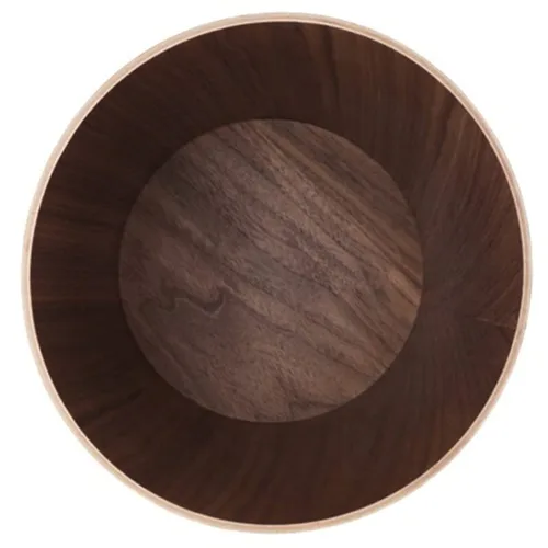 Miniatura 3 de Cubo de basura redondo apilable, de madera natural, para baños, cocinas, oficinas en casa (madera oscura)