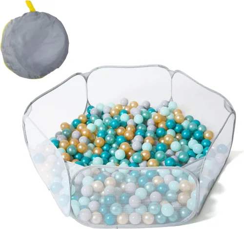 Miniatura 11 de STARBOLO Tienda de campaña para niños con pelotas, plegable para niños pequeños, piscina de pelotas, valla de gateo para interiores y exteriores
