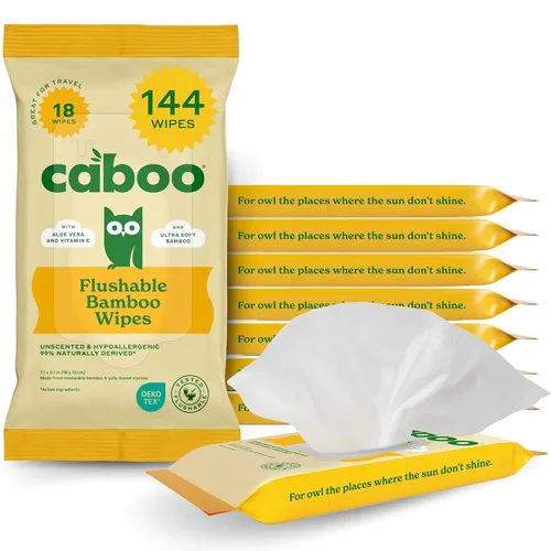 Miniatura 10 de Caboo Toallitas desechables sin árboles, certificadas desechables, seguras para sépticas, biodegradables, sin químicos, sin perfume para adultos
