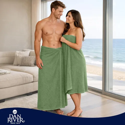Miniatura 5 de DAN RIVER Paquete de 1 toalla de baño jumbo de 40 x 80 pulgadas, toallas de baño extragrandes de secado rápido para baño, toallas suaves y Verde