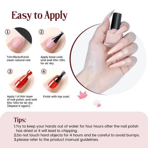 Miniatura 7 de OpenLive Juego de 12 esmaltes de uñas con combinación de 10 colores, 2 capas base y superior, esmalte de uñas de secado rápido de larga duración