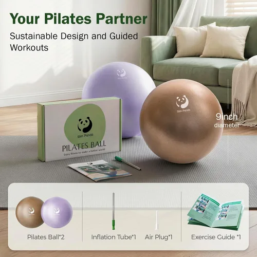 Miniatura 7 de Slim Panda Pelota de Pilates, Pelota de Ejercicio Pequeña de 9 Pulgadas, Mini Pelota de Yoga Antiestallido para Estabilidad, Entrenamiento, Barre