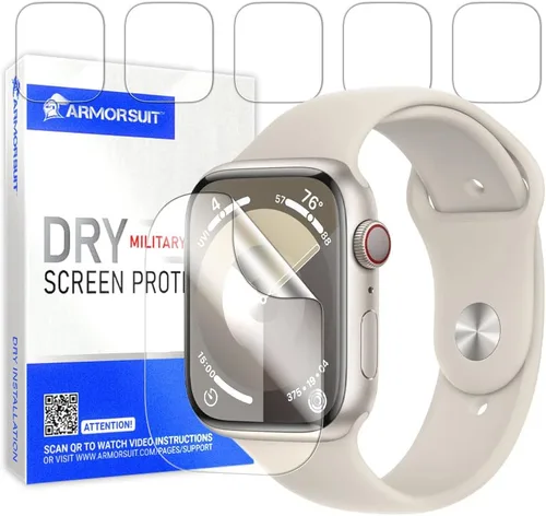 Miniatura 13 de ArmorSuit Paquete de 6 protectores de pantalla para Apple Watch Series 9/8/7 (1.614 pulgadas) Dry-Shield HD Clear TPU Dry Installation Film