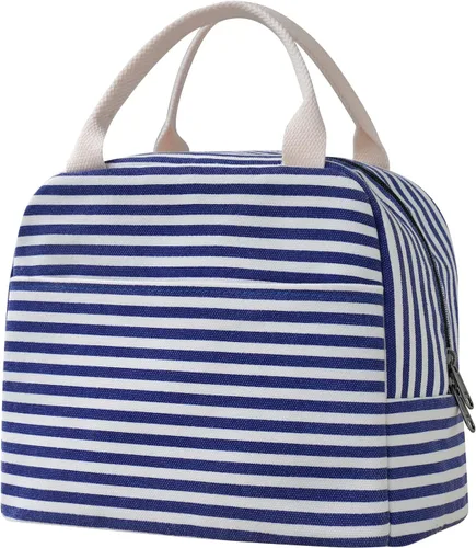 Miniatura 9 de EurCross Bolsa de almuerzo negra compacta mejorada para niñas y mujeres, de lona, reutilizable, aislada, con lunares, bolsa de almuerzo