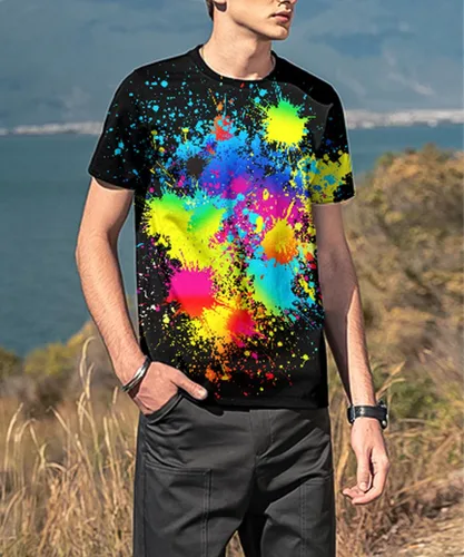 Miniatura 3 de Neemanndy Camisetas coloridas gráficas 3D de manga corta con cuello redondo para hombres, mujeres y jóvenes