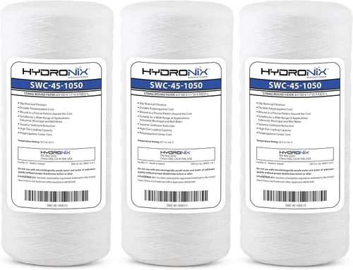 Hydronix HX-SWC-45-1005/3 - Cartucho de filtro de agua universal para toda la casa, 4.5 x 10 pulgadas, 5 micras, paquete de 3, color blanco