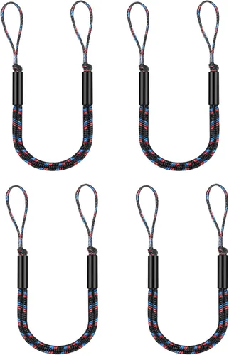 Miniatura 11 de Líneas de muelle elástico para lancha, amortiguador, cuerda de amarre, accesorios de barco de 4 a 5.5 pies, paquete de 4 (negro)