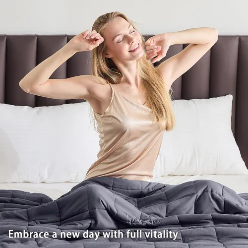 Miniatura 5 de yescool Manta pesada para adultos (15 libras, 60 x 80 pulgadas, gris), manta pesada de enfriamiento para dormir, perfecta para 140-160 libras, manta