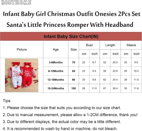 Miniatura 7 de BOUTIKOME Traje de Navidad para bebé niña disfraz de Papá Noel y princesa con volantes y manga larga para recién nacido