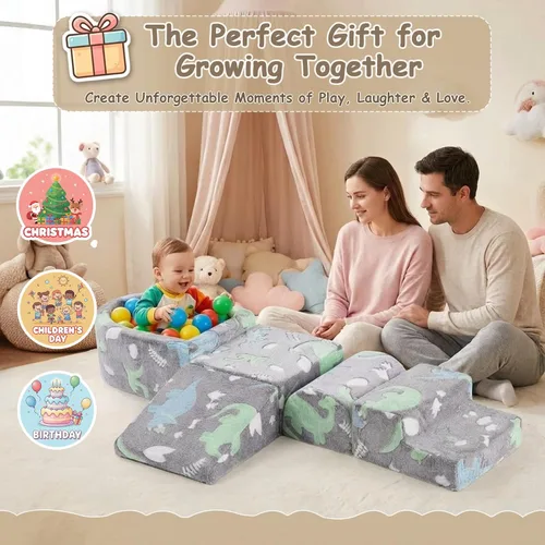 Miniatura 8 de Tiita Juego de 5 piezas para escalar y gatear para bebés, bloque de escalada de espuma para niños con pozo de bolas pequeño, escalador suave