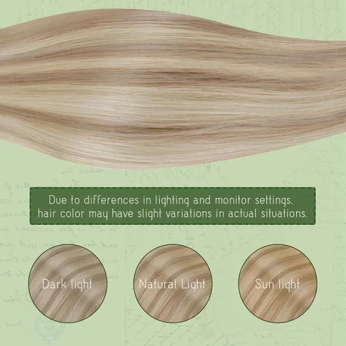 Miniatura 7 de RUNATURE - Extensiones de cabello humano natural real Remy con pinzas, extensiones de cabello corto, lacio y sedoso, color rubio ceniza, 12