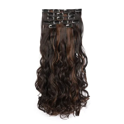 Miniatura 7 de OneDor® Extensiones de cabello sintético rizado de 20 pulgadas, 7 unidades, 4.53 oz (#99J rojo vino)