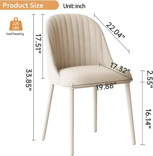 Miniatura 2 de Juego de 2 sillas de comedor color blanco crema, cómodas sillas de oficina con asiento y respaldo de alta elasticidad para sala de estar, Blanco