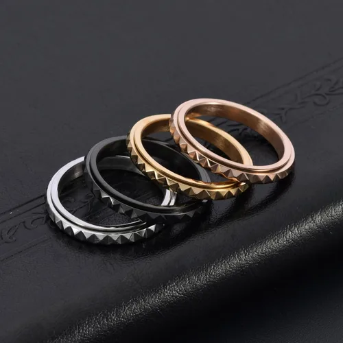 Miniatura 4 de Nanafast Anillos de ansiedad de acero de titanio de 0.118 pulgadas para mujeres y hombres, anillos multifacéticos para ansiedad, anillos giratorios