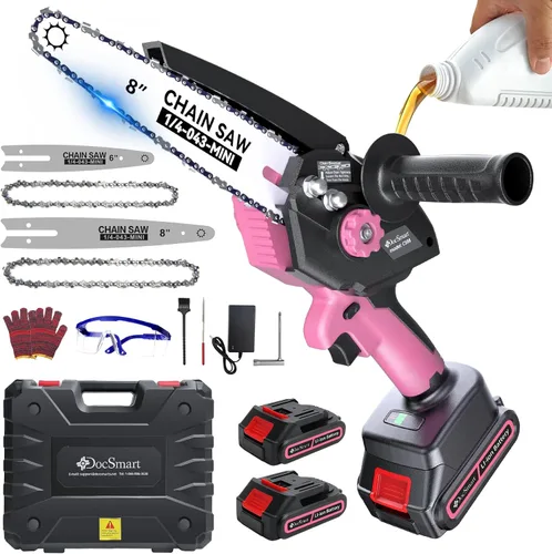 Miniatura 15 de Mini motosierra de 8 pulgadas con motor sin escobillas de 1000 W, 2 baterías recargables, motosierra pequeña de mano para cortar madera, regalos