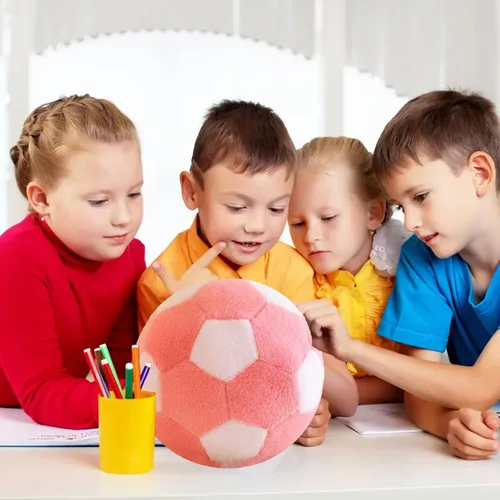 Miniatura 6 de Almohada en forma de bola de fútbol con forma de bola de fútbol para decoración de habitación, rosa, 9.8 pulgadas