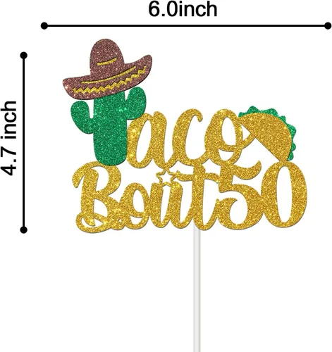 Miniatura 2 de Taco Bout 50-G - Decoración para pastel de 50 años, temática de fiesta mexicana, decoración de fiesta de cumpleaños número 50 y fabulosa, decoración