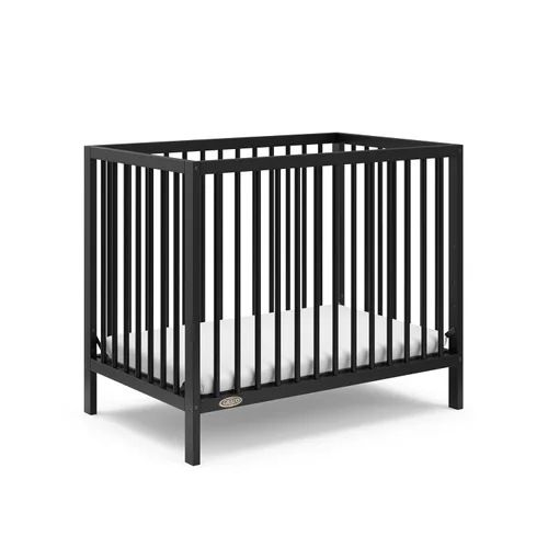 Graco Teddi, Mini cuna convertible 4 en 1 con colchón adicional resistente al agua (negro) – Certificado GREENGUARD Gold, colchón de 7 cm incluido,
