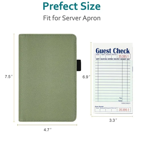 Miniatura 8 de RSAquar Libreta de servidor con bolsillo con cremallera, libretas de servidor de cuero premium para camarera, cartera de camarero libreta