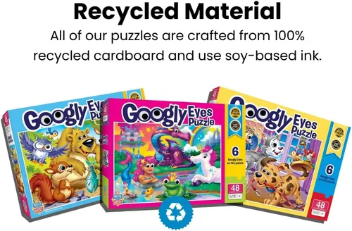 Miniatura 7 de MasterPieces – Rompecabezas de 48 piezas para niños de 4+ años, animales del bosque con ojos googly, juego educativo y divertido, idea de regalo