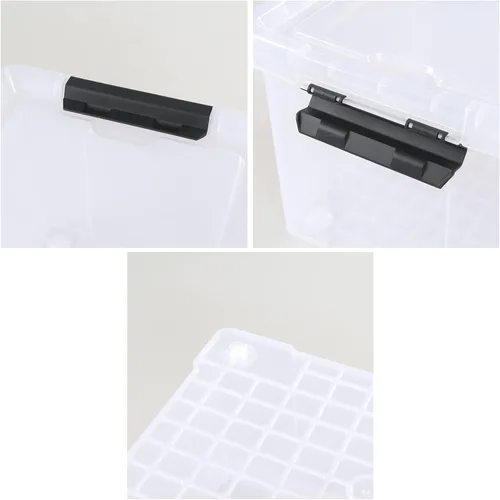 Miniatura 3 de Paquete de 4 cajas de almacenamiento de plástico transparente de 22 L con ruedas, pestillo de almacenamiento con tapa