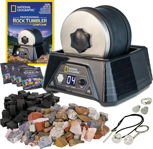 Miniatura 9 de NATIONAL GEOGRAPHIC Kit profesional de pulidor de rocas - Pulidor de rocas completo para adultos y niños con barril duradero de 2 libras, rocas