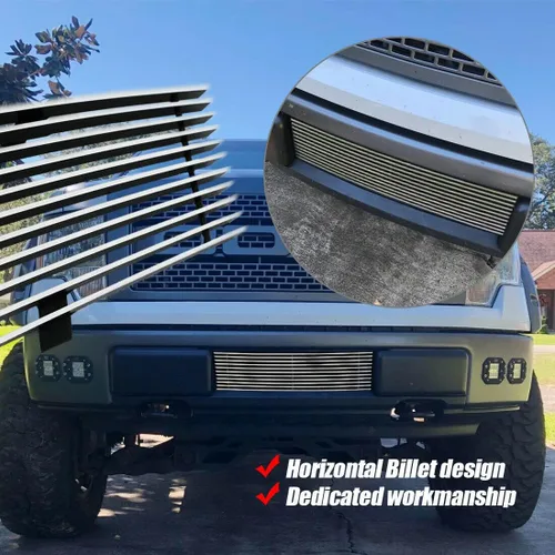 Miniatura 7 de Insertos de parrilla compatibles con parrilla frontal de aluminio sólido F150 2009-2014 (cromado)
