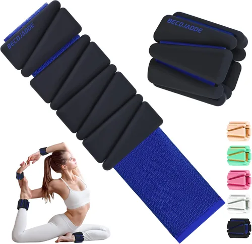 Miniatura 9 de BECOJADDE Pesas de Tobillo para Mujeres Pesas de Muñeca Juego de 2 (1 lb/2 lbs Cada Una) Peso Ajustable para Brazo y Pierna para Mujeres y Hombres