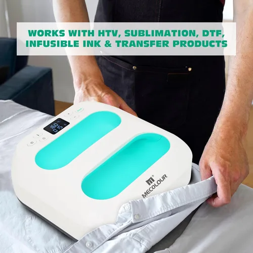 Miniatura 7 de MECOLOUR Máquina de prensa de calor para camisetas, prensa de calor portátil de 9 x 9 pulgadas con alfombrilla de prensa de calor, teflón de PTFE