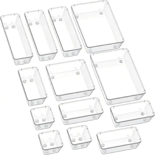Miniatura 7 de Bandejas organizadoras de cajones de acrílico transparente, organizador de cajas de basura de 5 tamaños, contenedor de almacenamiento pequeño