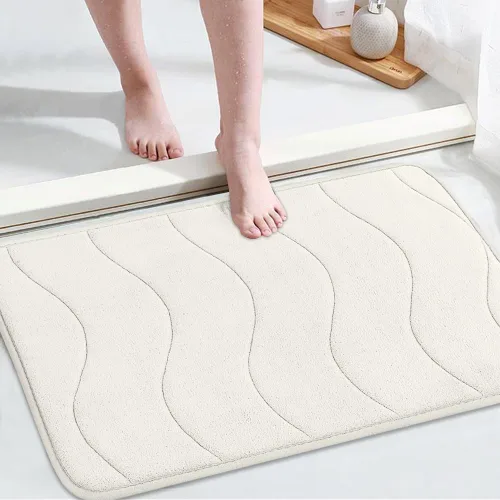 Miniatura 13 de Flamingo P Alfombra de Baño de Espuma Viscoelástica Tapetes de Baño Alfombra Antideslizante Absorbente de Agua para Ducha, 24x17 pulgadas, Verde Aqua