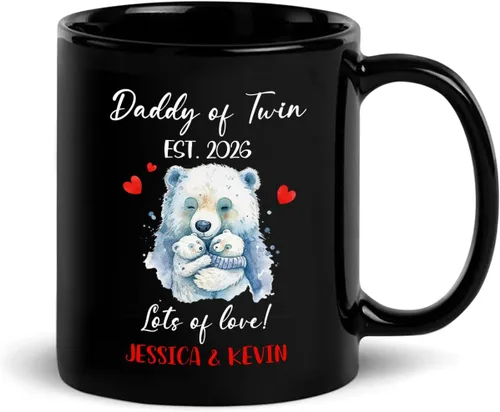 Miniatura 20 de Baby Coming Soon - Taza de café negra de 11 onzas y 15 onzas, taza de café personalizada para papá con nombre, taza de café de cerámica con anuncio
