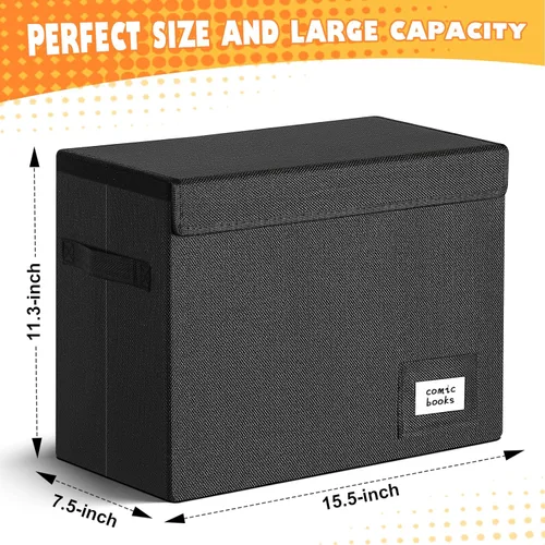Miniatura 2 de Leffis Caja de Almacenamiento para Cómics, Caja 39.4 cm X 19.1 cm X 28.7 cm, Caja Corta Plegable con Tapas para 150 Cómics, Contenedor de Cómics