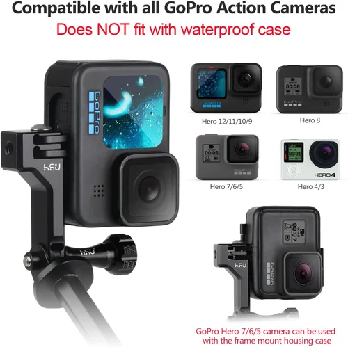 Miniatura 4 de HSU Adaptador de soporte vertical de aluminio con 1/4 "- 20 agujeros para Gopro Hero 13/12/11/10/9/8/7/6/5/4 AKASO Campark Insta360 DJI Osmo Action