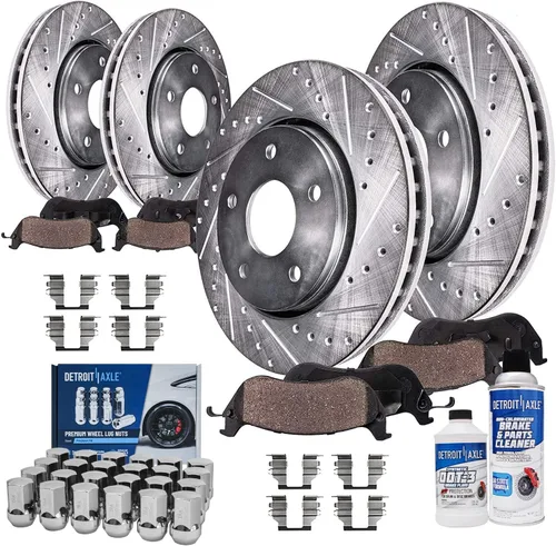 Miniatura 12 de Detroit Axle - Rotores de freno para Ford 2013-2019 Explorer Taurus Flex Lincoln MKT MKS, rotores de freno de disco ranurados perforados de repuesto